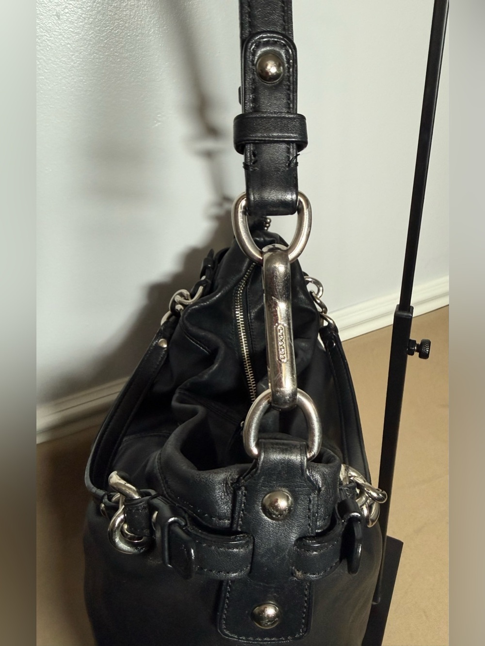 Authentic Coach Brooke Hobo Bag - Black Pebbled Leather #14821 - Picture 5 of 13